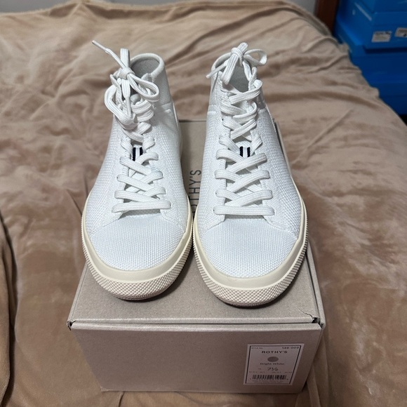 Rothy's Bright White High Top Tennis Shoes 7.5 - Picture 2 of 5